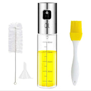 Stainless Steel Grill Kitchen Cooking Oil Spray Bottle With Scale