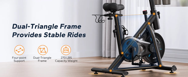 Magnetic Exercise Bike, Quiet, Adjustable, 300lbs Capacity
