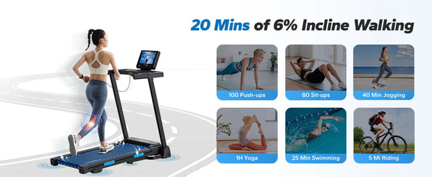 Foldable Treadmill with Incline, Bluetooth