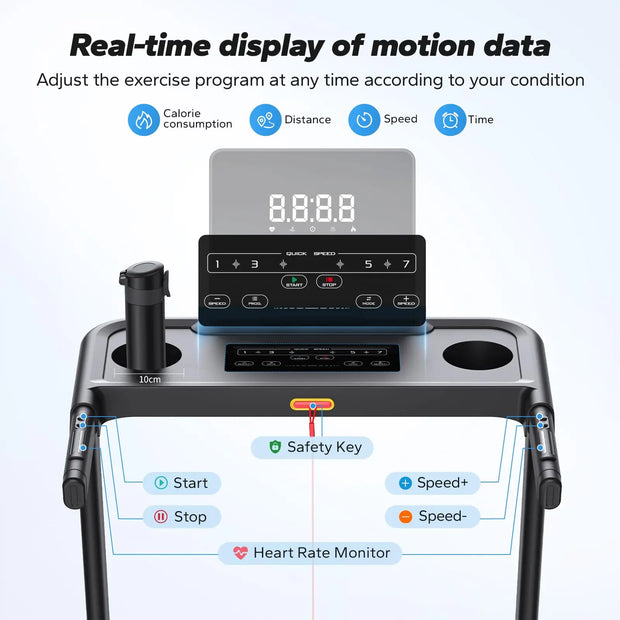 Foldable Treadmill with Incline, Bluetooth