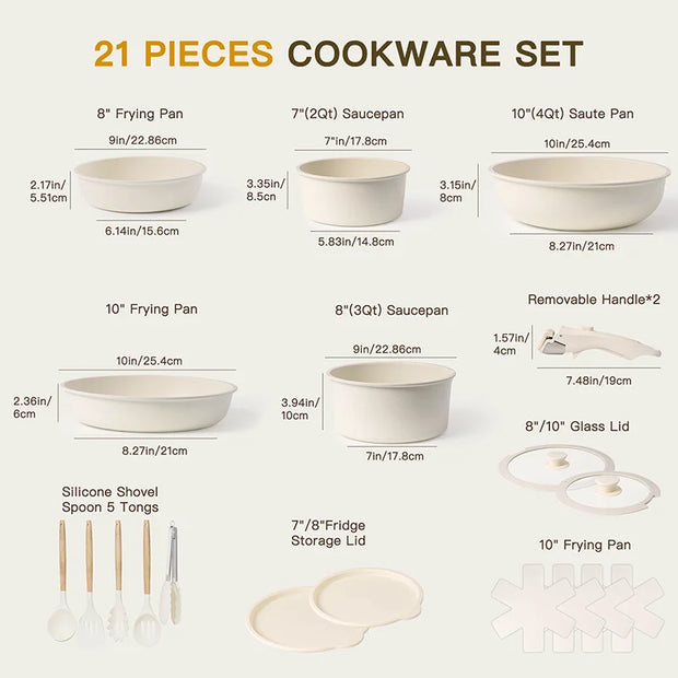 21-Piece Nonstick Ceramic Cookware Set