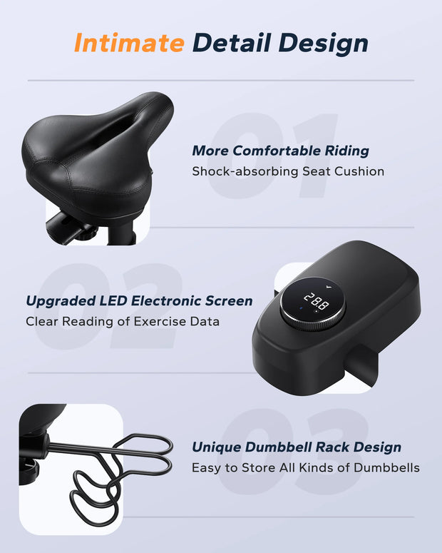 Magnetic Exercise Bike, Quiet, Adjustable, 300lbs Capacity