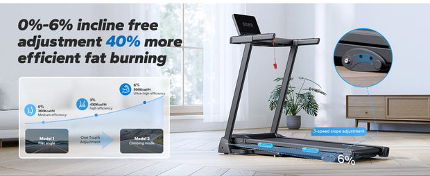 Foldable Treadmill with Incline, Bluetooth