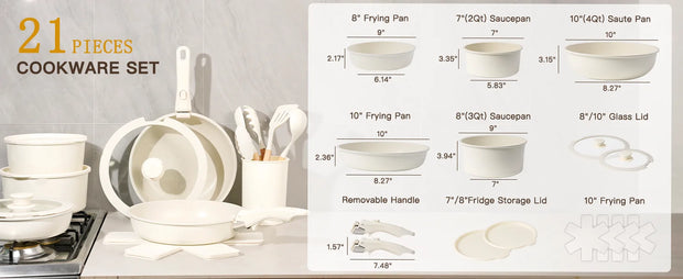 21-Piece Nonstick Ceramic Cookware Set