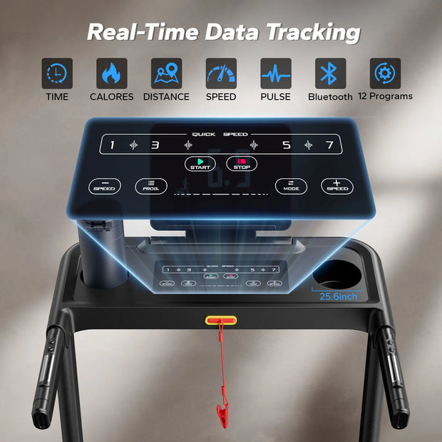 Foldable Treadmill with Incline, Bluetooth