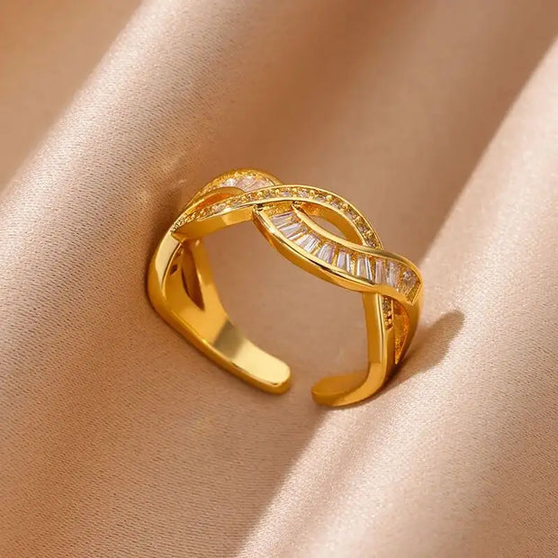Heart Zircon 18K Gold plated Bridal Rings