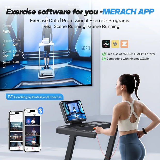 Foldable Treadmill with Incline, Bluetooth