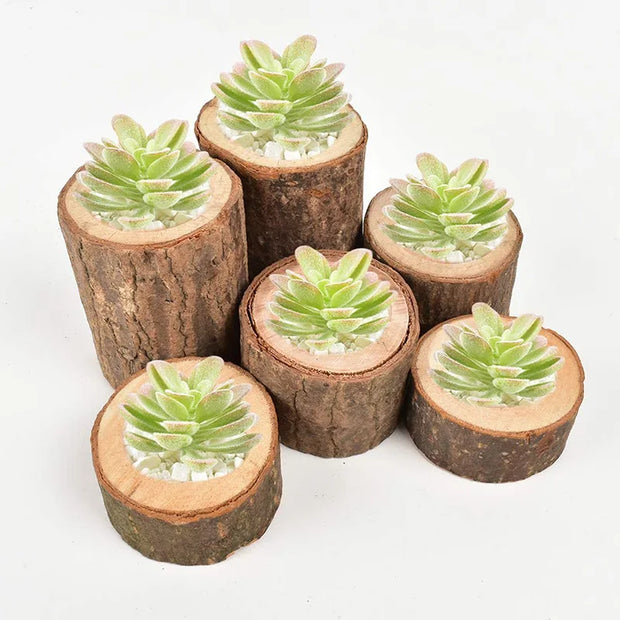 Rustic Wooden Candle Holder Succulent Tray Home Decor