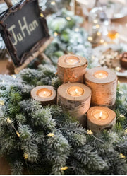 Rustic Wooden Candle Holder Succulent Tray Home Decor