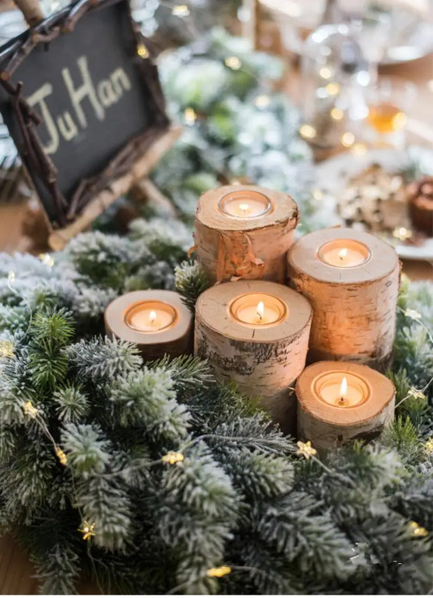 Rustic Wooden Candle Holder Succulent Tray Home Decor