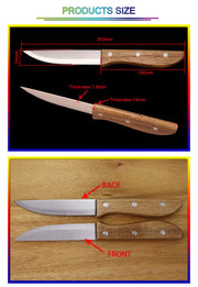 6-Piece Stainless Steel Steak Knife Set with Acacia Wood Handles