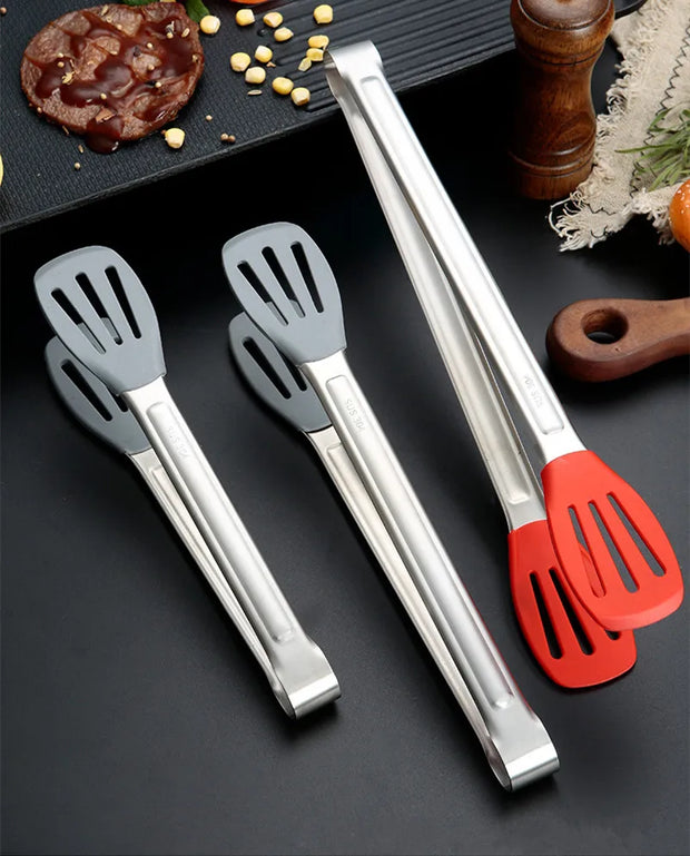 Stainless Steel Non-Slip Kitchen Bread Tongs