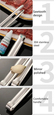 Stainless Steel Kitchen BBQ Food Tongs Set