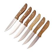 6-Piece Stainless Steel Steak Knife Set with Acacia Wood Handles