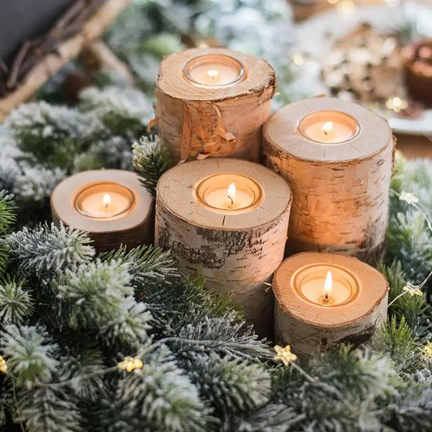 Rustic Wooden Candle Holder Succulent Tray Home Decor
