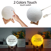 Custom Photo 3D Moon Lamp – Personalized Touch Control Night Light