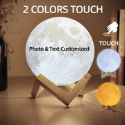 Custom Photo 3D Moon Lamp – Personalized Touch Control Night Light