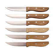 6-Piece Stainless Steel Steak Knife Set with Acacia Wood Handles