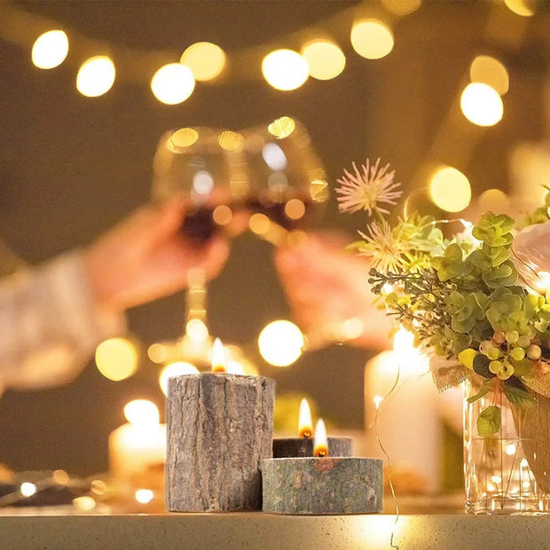 Rustic Wooden Candle Holder Succulent Tray Home Decor