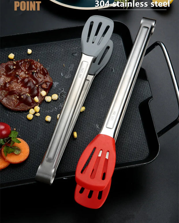Stainless Steel Non-Slip Kitchen Bread Tongs