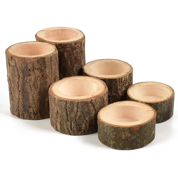 Rustic Wooden Candle Holder Succulent Tray Home Decor