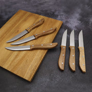 6-Piece Stainless Steel Steak Knife Set with Acacia Wood Handles