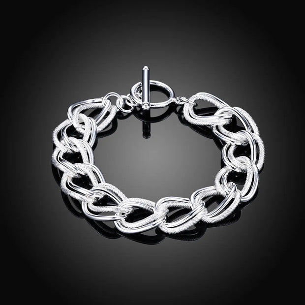 Sterling Silver Geometric Charm Bracelet Unisex