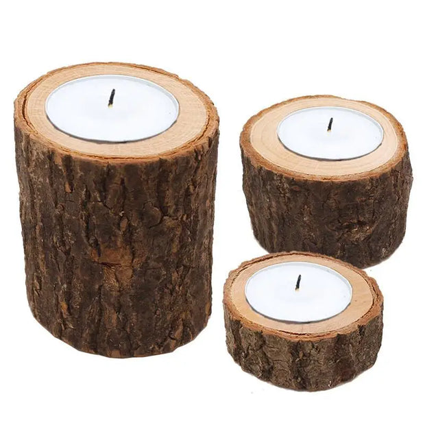 Rustic Wooden Candle Holder Succulent Tray Home Decor