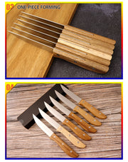 6-Piece Stainless Steel Steak Knife Set with Acacia Wood Handles