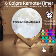 Custom Photo 3D Moon Lamp – Personalized Touch Control Night Light