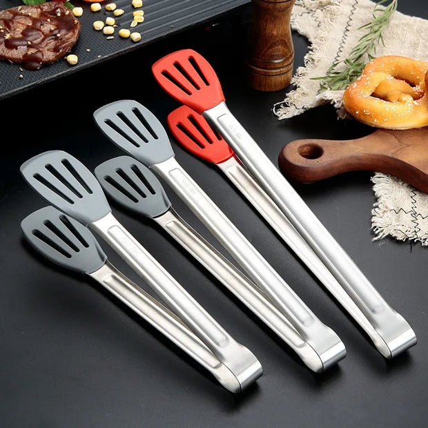 Stainless Steel Non-Slip Kitchen Bread Tongs