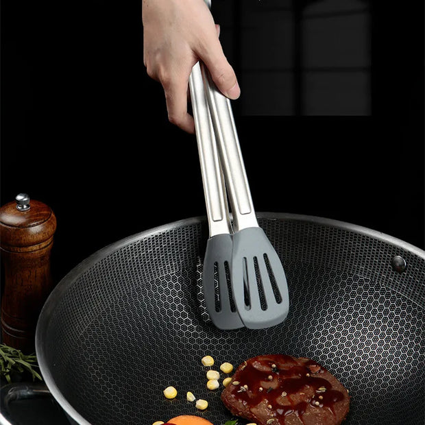 Stainless Steel Non-Slip Kitchen Bread Tongs