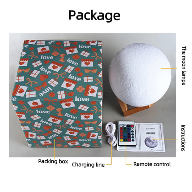 Custom Photo 3D Moon Lamp – Personalized Touch Control Night Light