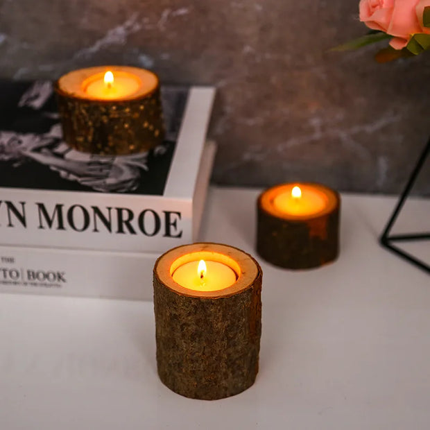 Rustic Wooden Candle Holder Succulent Tray Home Decor