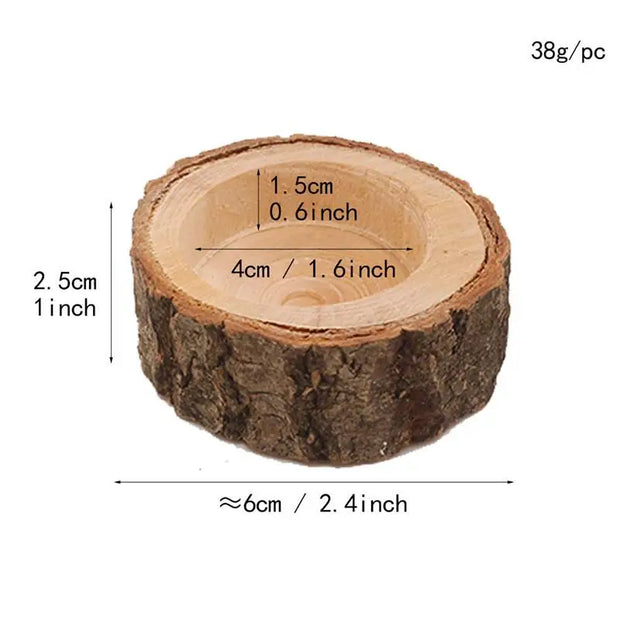 Rustic Wooden Candle Holder Succulent Tray Home Decor