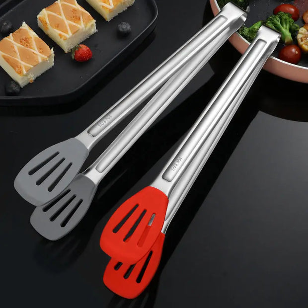 Stainless Steel Non-Slip Kitchen Bread Tongs