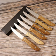 6-Piece Stainless Steel Steak Knife Set with Acacia Wood Handles