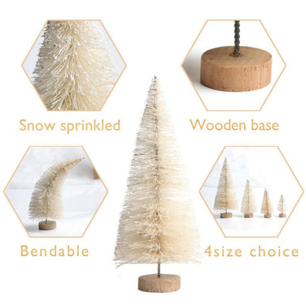 8PCS Mini White Cedar Christmas Tree Set