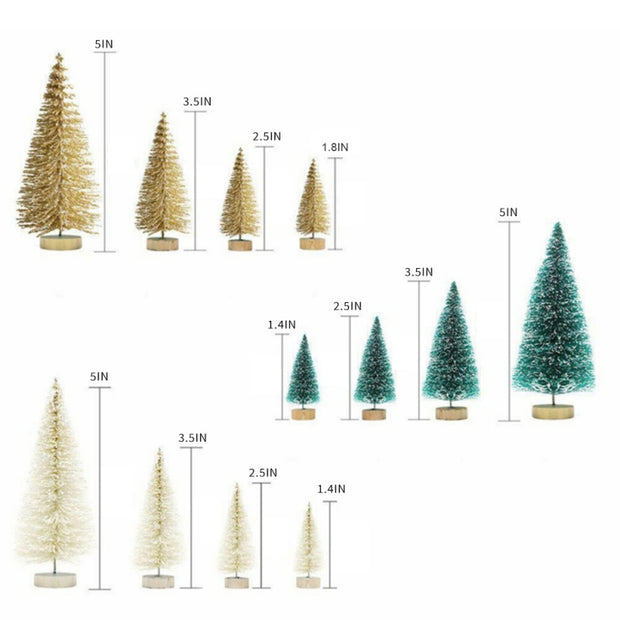 8PCS Mini White Cedar Christmas Tree Set