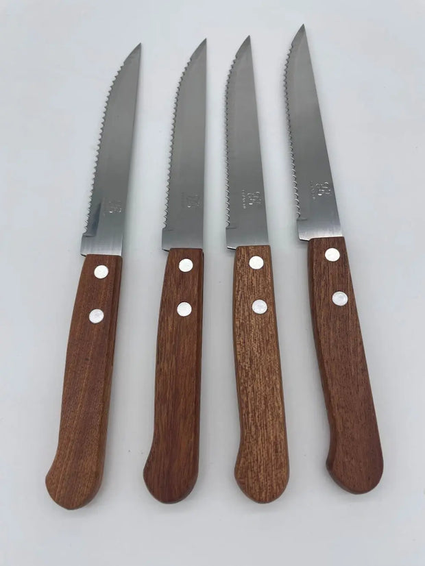 Stainless Steel Steak Knife Set Wooden Handle