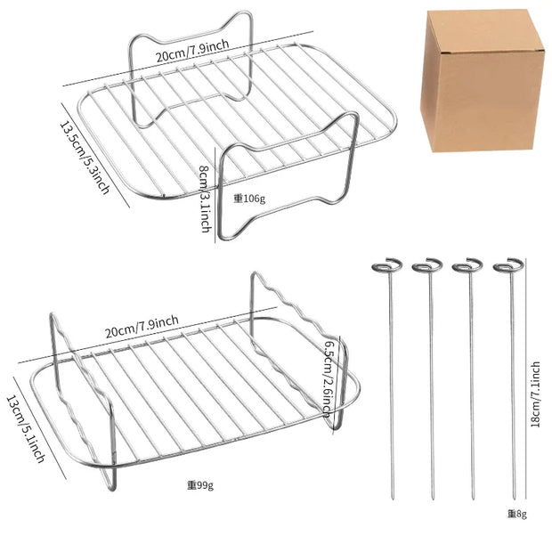 2PCS Stainless Steel Air Fryer Rack Set