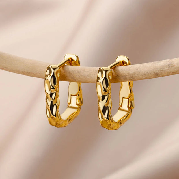 Trendy Heart Hoop Earrings Zircon Metal Women