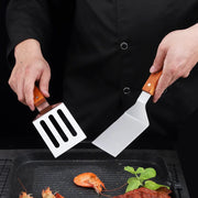 Stainless Steel Spatula with Wooden Handle – Heavy Duty BBQ & Kitchen Turner