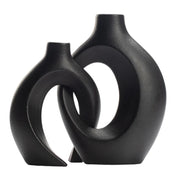 2pcs Nordic Hugging Ceramic Vases Modern Hollow Flower Pots