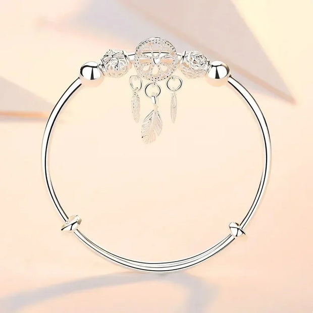 "925 Sterling Silver Adjustable Cuff Bracelet Women"