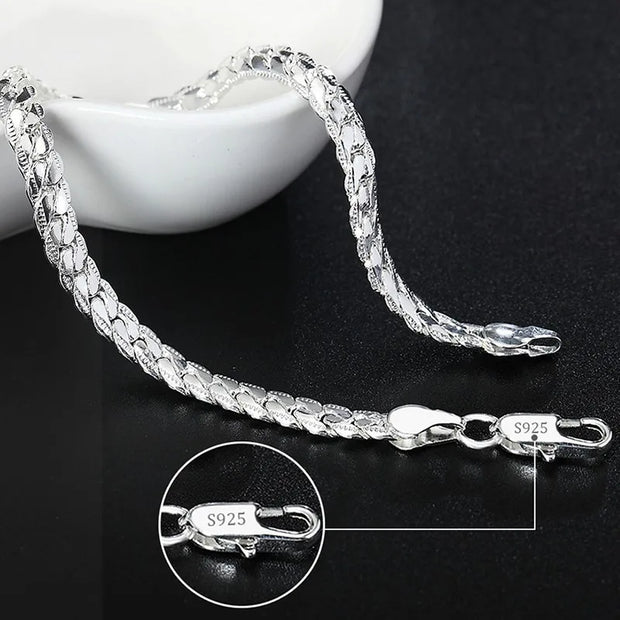 Sterling Silver Geometric Charm Bracelet Unisex