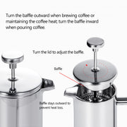 Stainless Steel French Press Coffee Maker – Double Wall Insulated Design