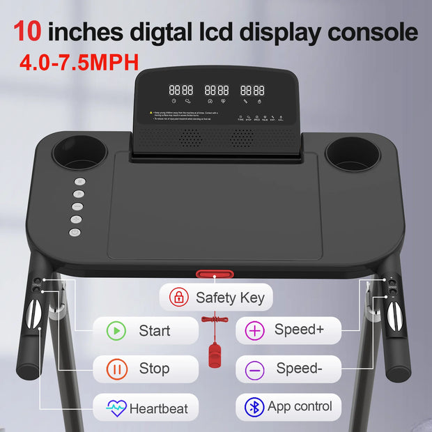Adjustable Height Electric Treadmill with Desk