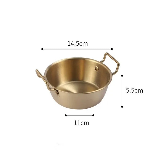Stainless Steel Golden Bowl with Handle