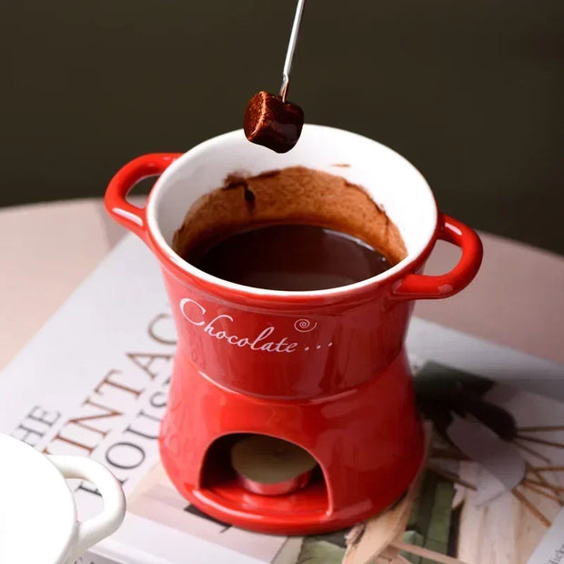 Ceramic Chocolate Fondue Mug with Fork